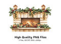 Cozy Christmas Fireplace Clipart Bundle