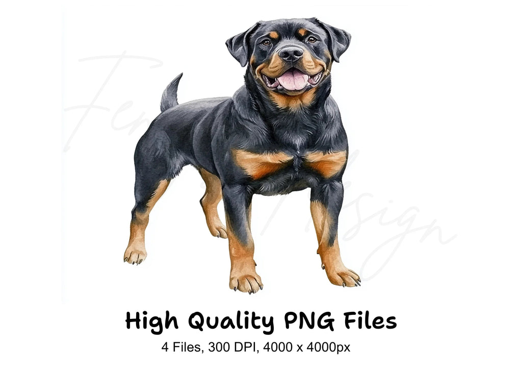 Dynamic Rottweiler Dog Clipart Bundle