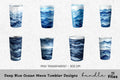 Deep Blue Ocean Wave Tumbler Designs Clipart Bundle