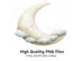 Sleeping Moon and Clouds Clipart Bundle