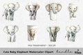 Cute Baby Elephant Clipart Bundle