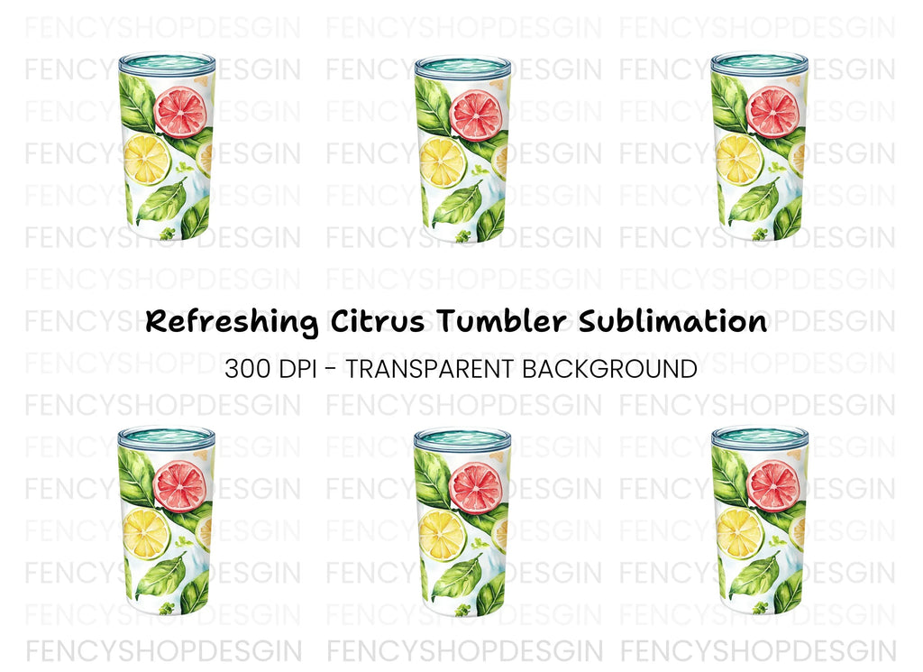 Citrus and Mint Tumbler Clipart Bundle