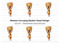 Body Woman with Basket on Head Clipart Bundle