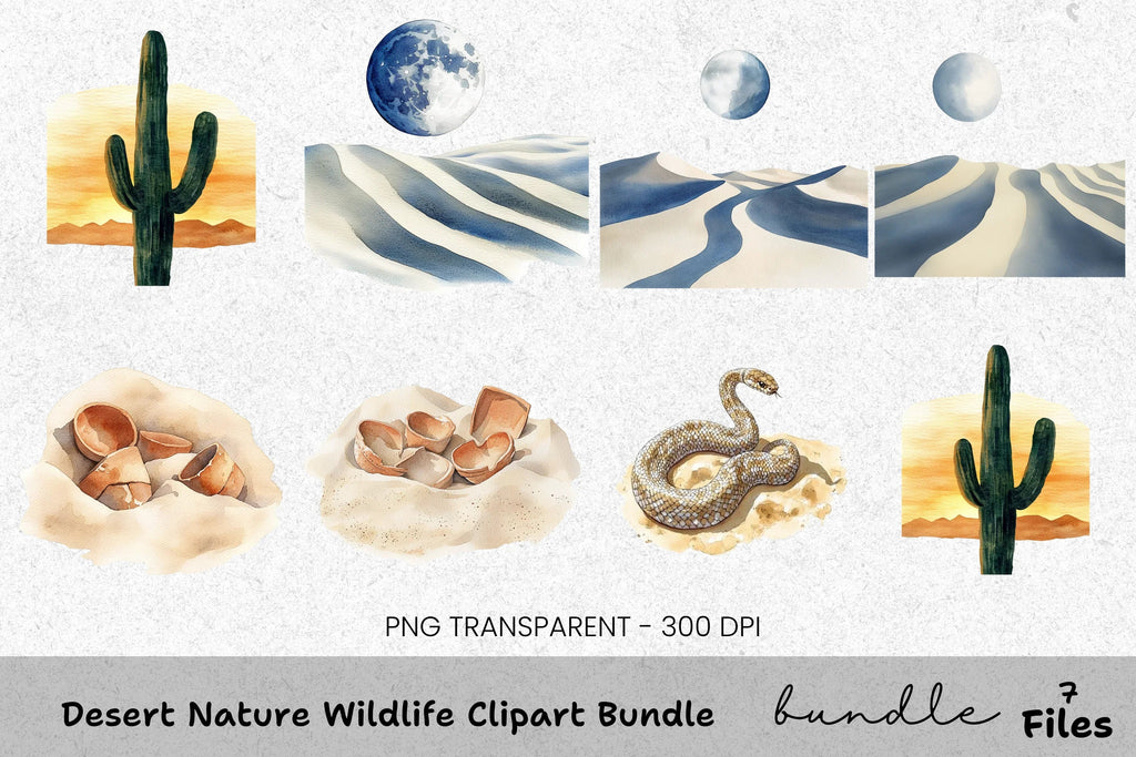 Desert Wildlife Nature Clipart Bundle