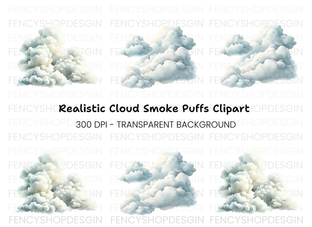 Realistic Smoke and Cloud Clipart Bundle