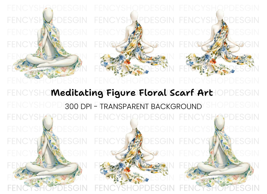 Meditating Mannequins Floral Clipart Bundle