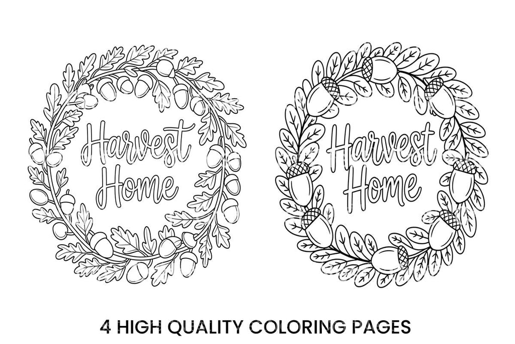 Acorn Wreath Harvest Home Coloring Books