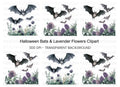 Spooky Bats and Flowers Clipart Bundle