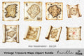 Vintage Treasure Maps Clipart Bundle