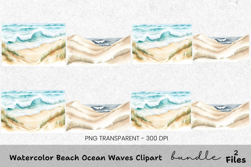 Beach Ocean Waves Clipart Bundle