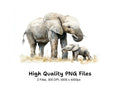Elephant Mother and Baby Clipart Bundle