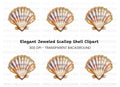 Ornate Scallop Shells with Jewels Clipart Bundle