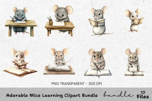 Adorable Mice Learning Clipart Bundle