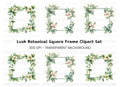 Green Leafy Floral Frames Clipart Bundle