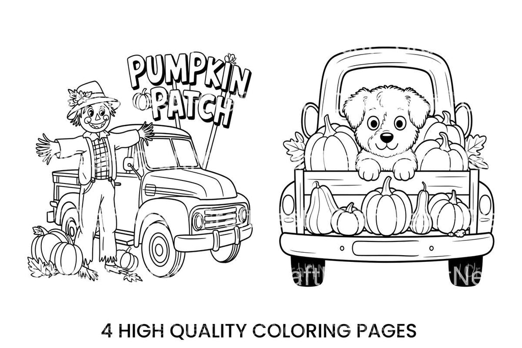 Cute Puppy Pumpkin Patch Truck Coloring Books