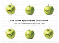 Sad Green Apple Clipart Bundle