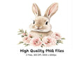 Adorable Bunny with Pink Flowers Clipart Bundle