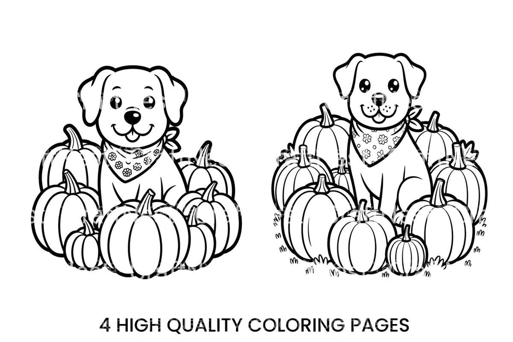 Cute Puppy and Pumpkins Coloring Books