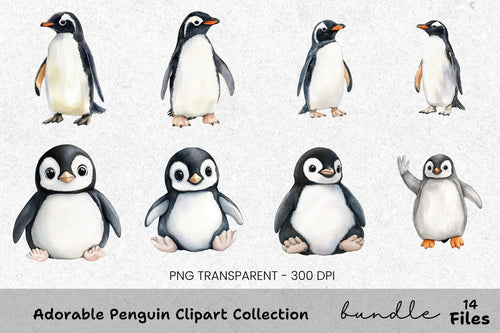 Adorable Penguin Clipart Bundle