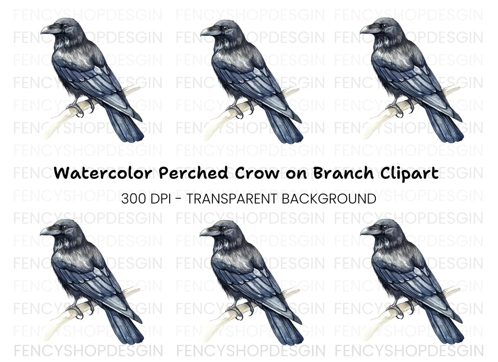 Black Raven Clipart Bundle