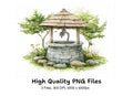 Rustic Wishing Well Clipart Bundle