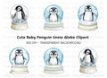 Cute Penguin Snow Globe Clipart Bundle