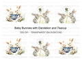 Playful Bunnies and Dandelion Clipart Bundle