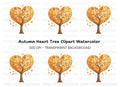 Autumn Heart Tree Clipart Bundle