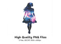 Galaxy Woman Silhouette Clipart Bundle