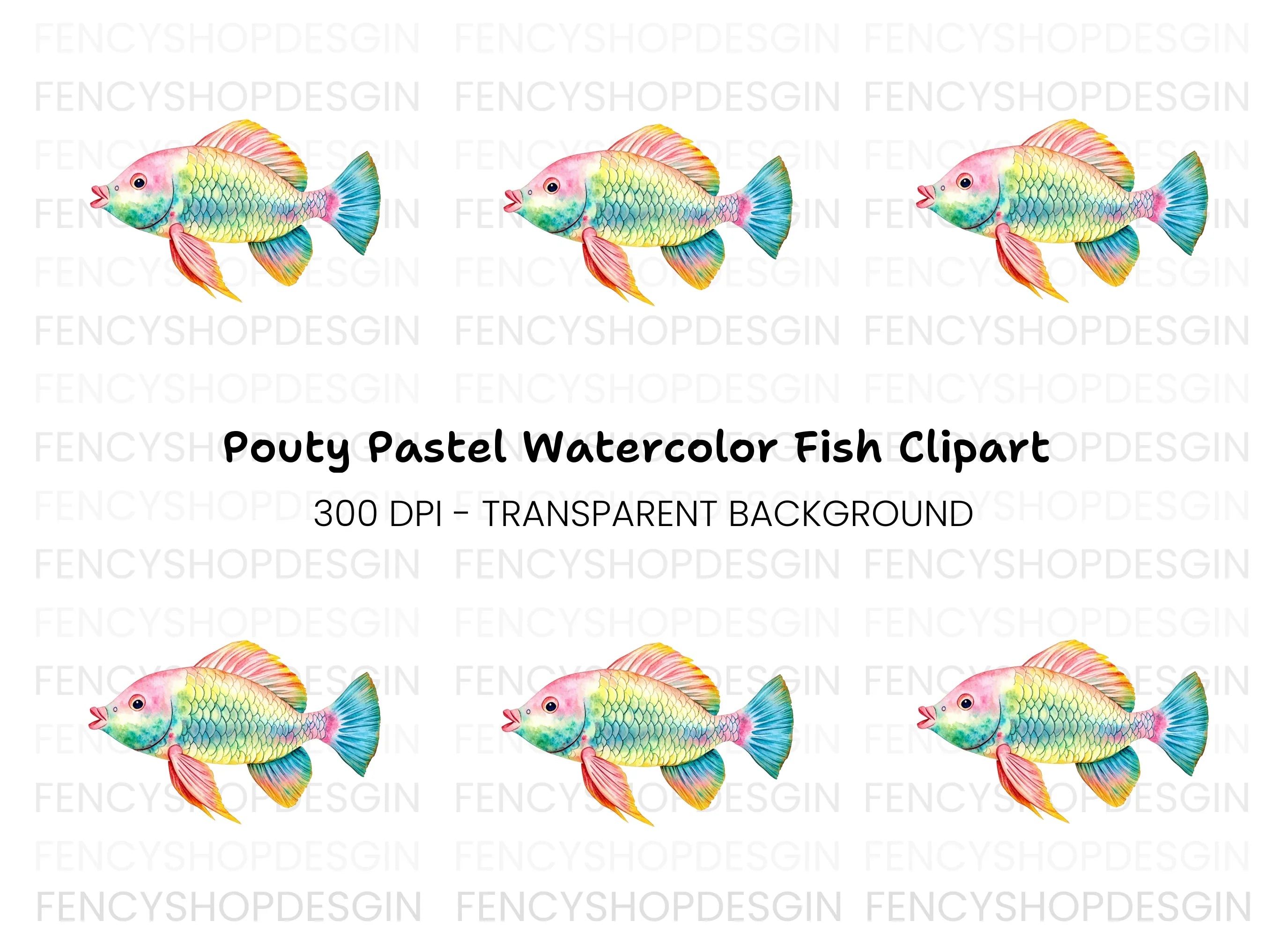 Colorful Rainbow Fish Clipart Bundle