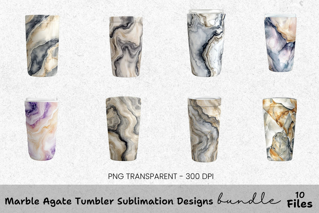 Marble Agate Tumbler Designs Clipart Bundle