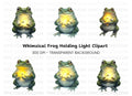 Magical Frogs Holding Fireflies Clipart Bundle