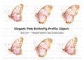 Side View Pink and Gold Butterfly Clipart Bundle