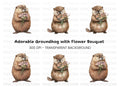 Cute Otters with Flowers Clipart Bundle
