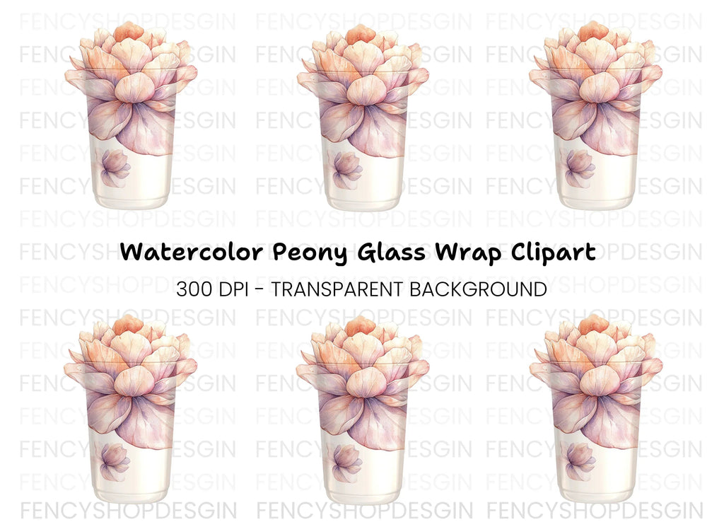 Peony Flower Tumbler Clipart Bundle