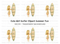 Cute Girl with Surfboard Clipart Bundle