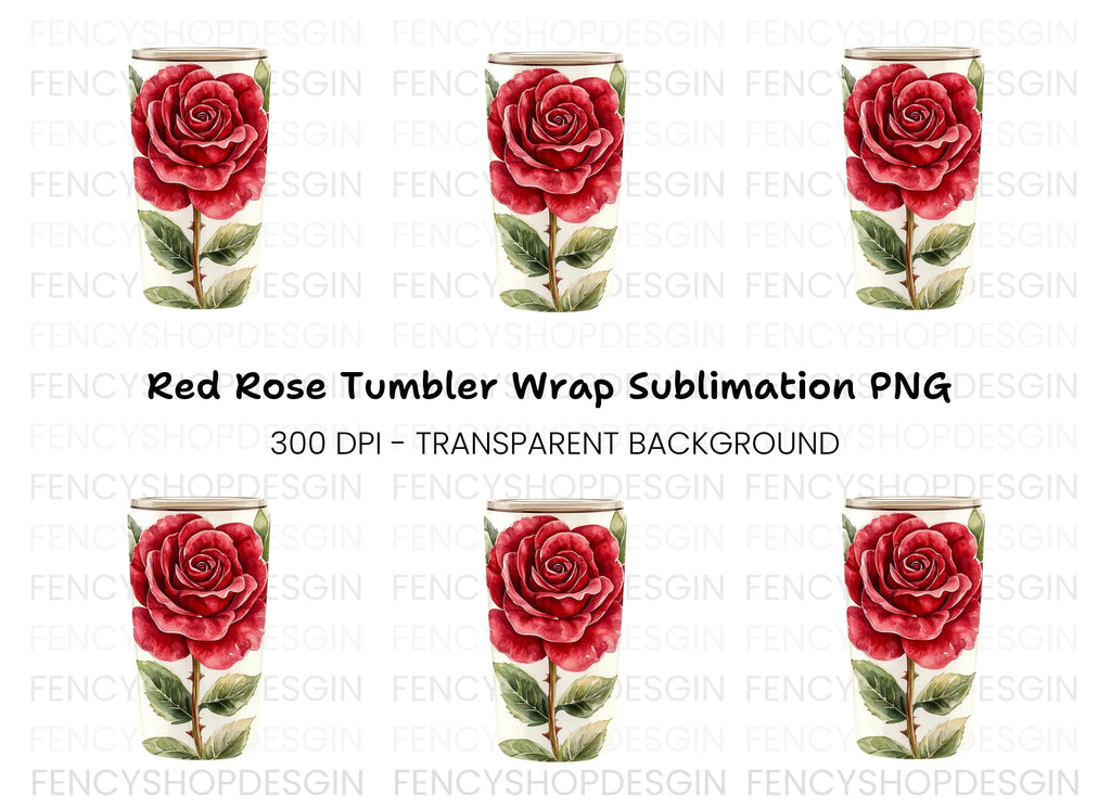 Red Rose Tumbler Clipart Bundle