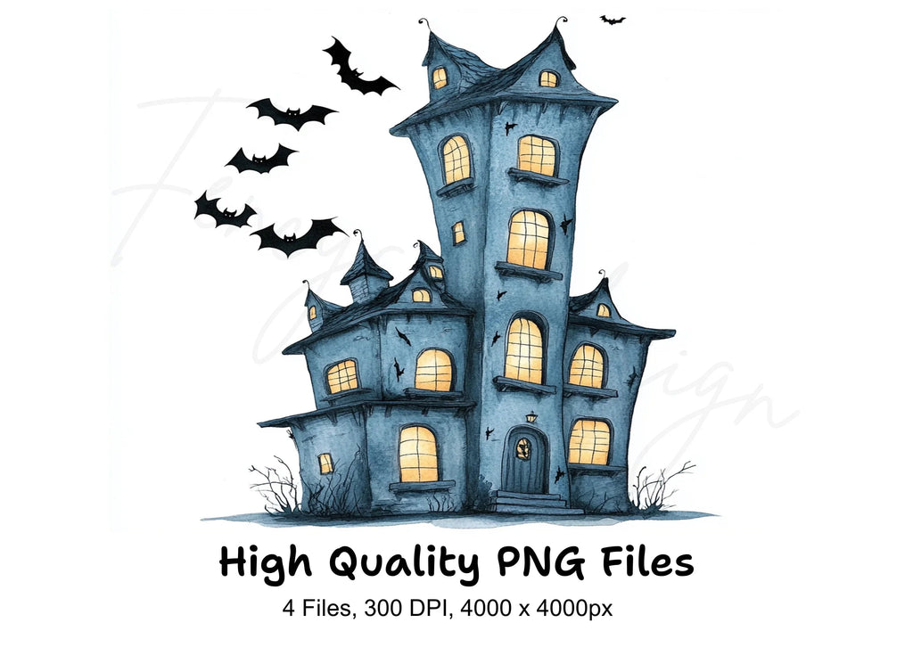Spooky Haunted House Clipart Bundle