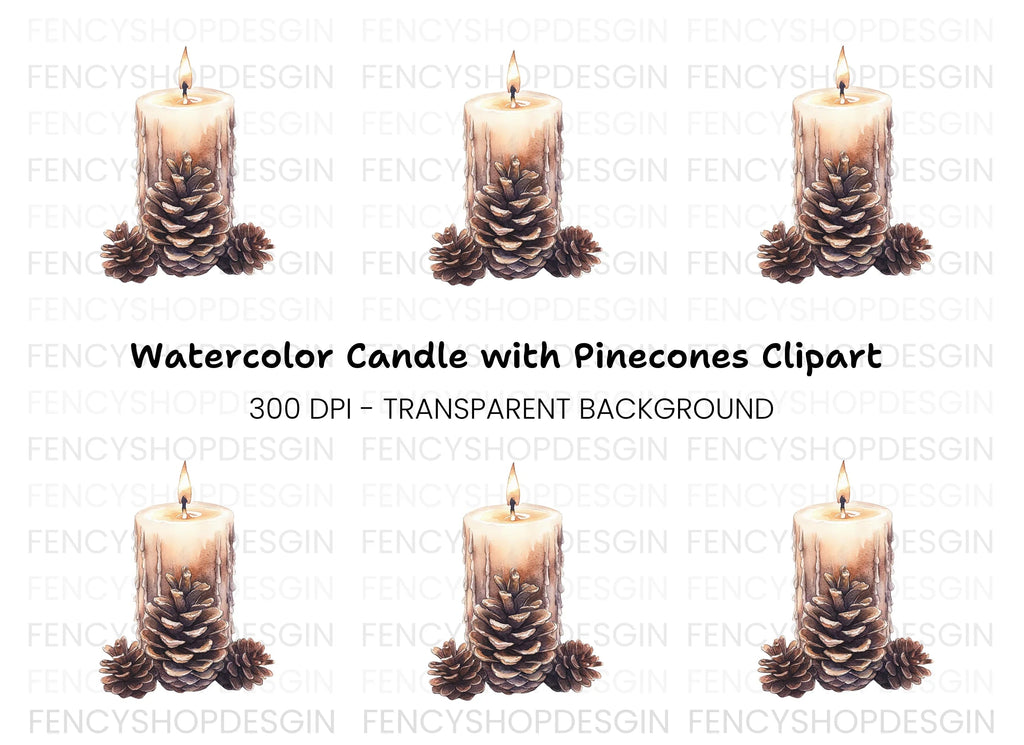 Pinecones Candle Clipart Bundle