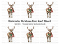 Festive Reindeer with Green Scarf Clipart Bundle