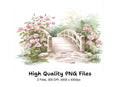 Pink Rose Garden Bridge Clipart Bundle