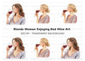 Women Savoring Red Wine Clipart Bundle