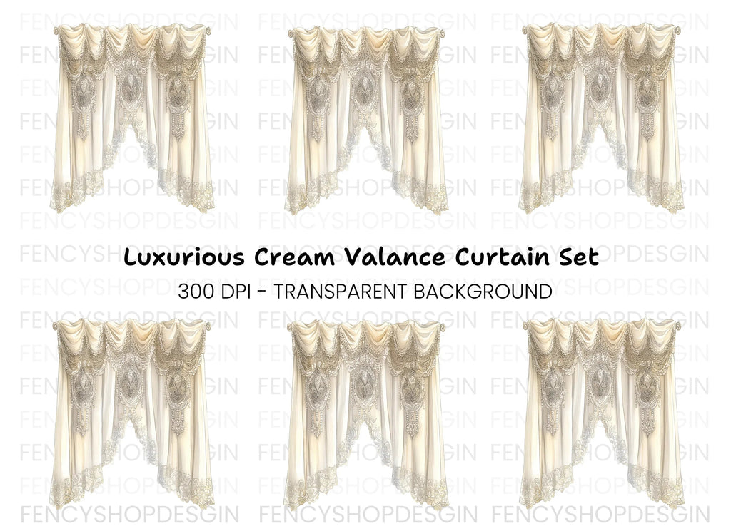 Elegant Lace Valance Curtain Clipart Bundle