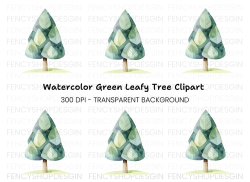 Abstract Green Tree Clipart Bundle
