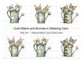 Cute Animals in Watering Cans Clipart Bundle