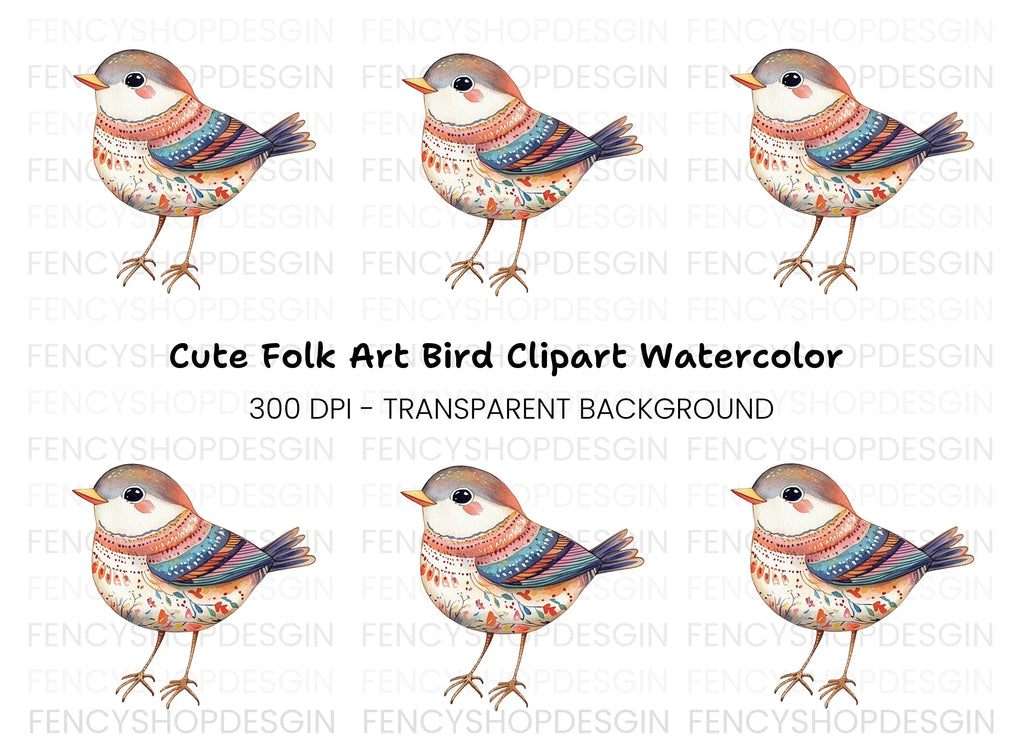 Folk Bird Clipart Bundle