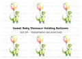 Cute Baby Dinosaur with Balloon Clipart Bundle