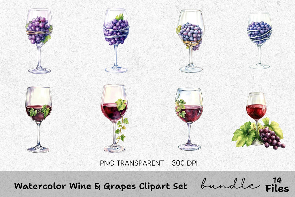 Wine Grapes Clipart Bundle