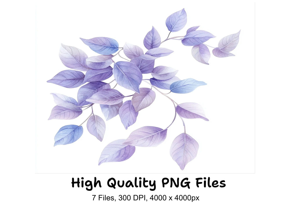 Purple Leaves and Floral Clipart Bundle