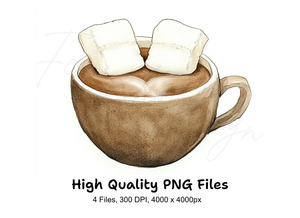 Hot Chocolate with Marshmallows Clipart Bundle